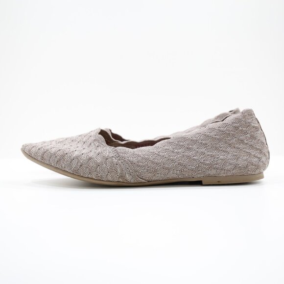Skechers Cleo Taupe Brown Knit Lightweight Pointed Toe Ballet Flats - 10 - Picture 1 of 7